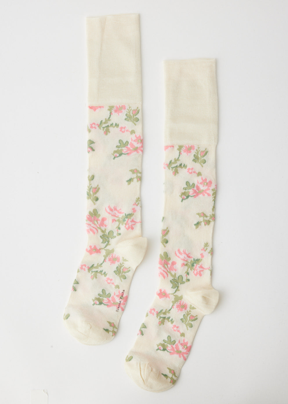 Knee Smudged Flower Print Socks