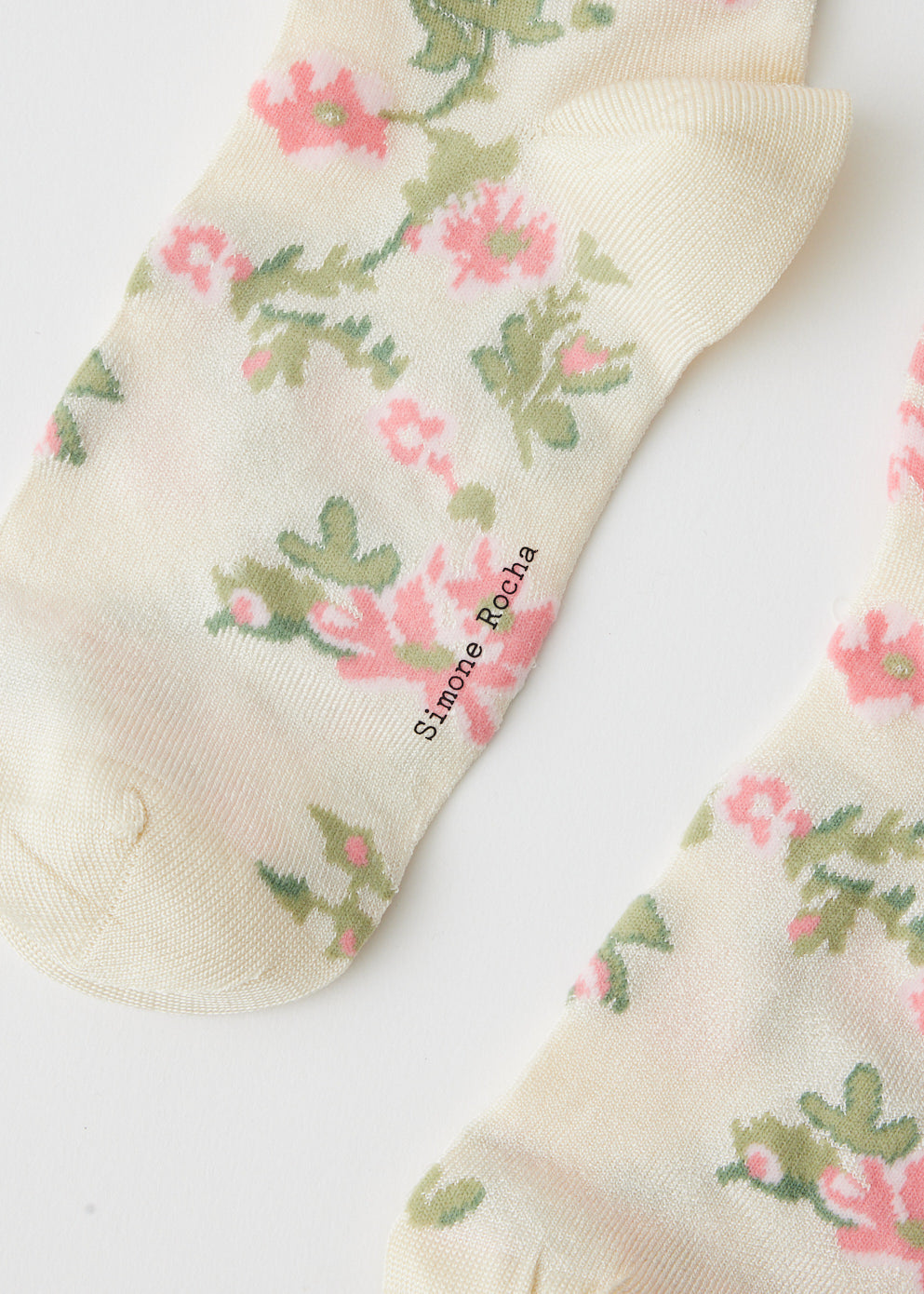 Knee Smudged Flower Print Socks