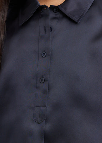 Silk Organza Half Button Shirt