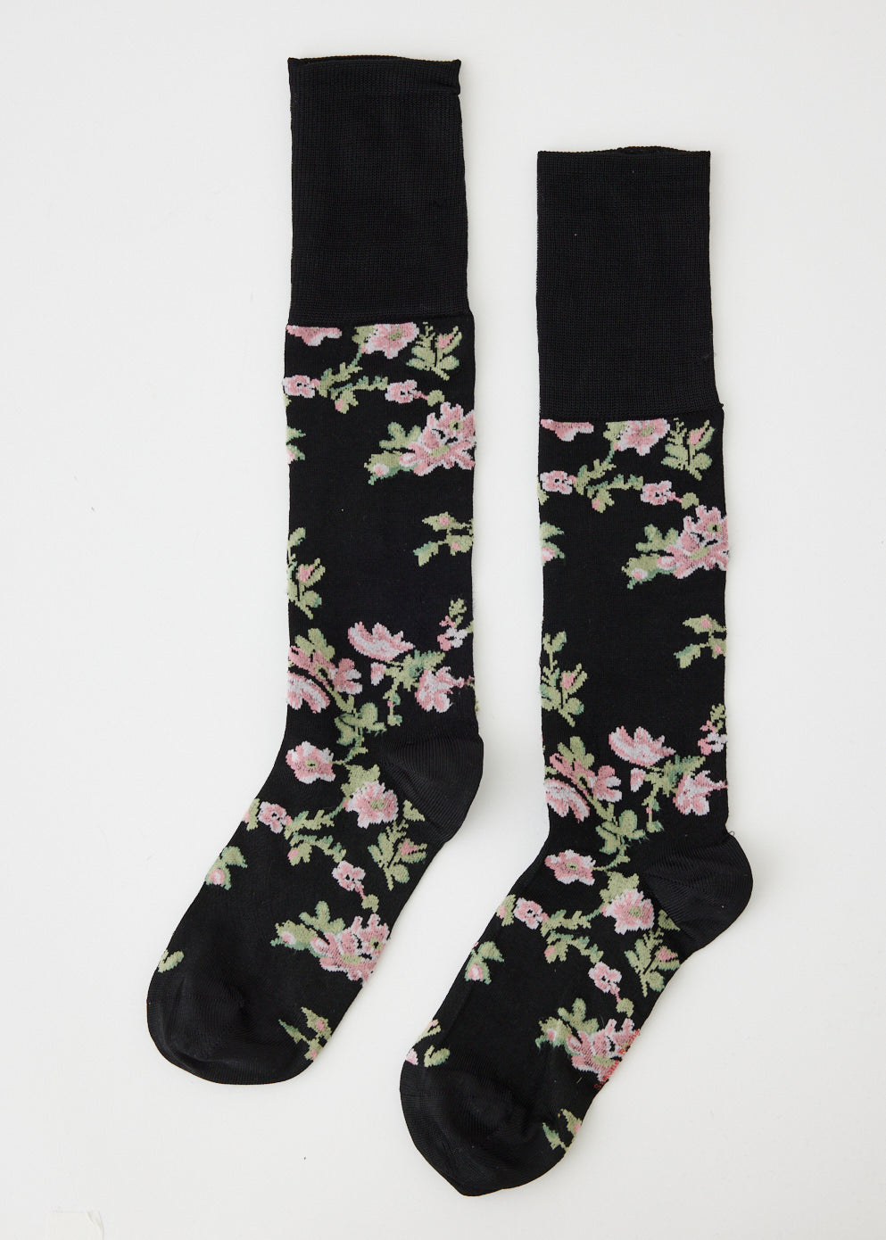 Knee Smudged Flower Print Sock