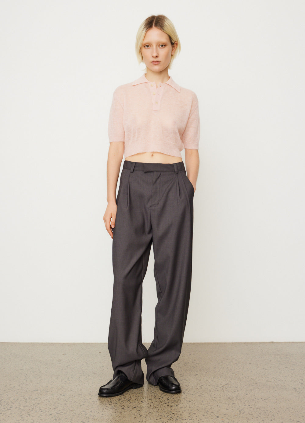 Kid Mohair Sheer Knit Polo