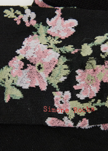 Knee Smudged Flower Print Sock