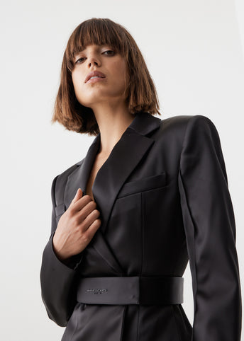 Belted Double Breasted Blazer Dress