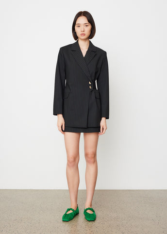 Stretch Stripe Belt Blazer