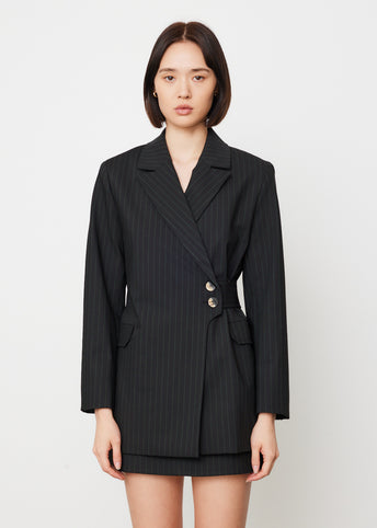 Stretch Stripe Belt Blazer