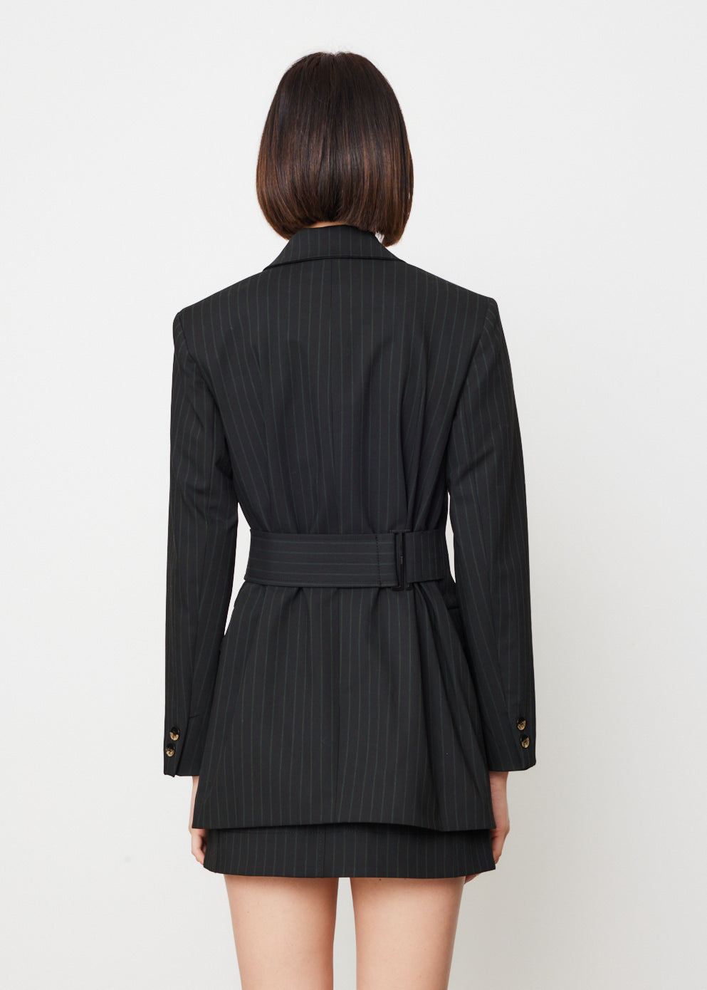 Stretch Stripe Belt Blazer