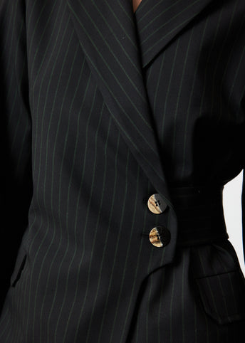 Stretch Stripe Belt Blazer