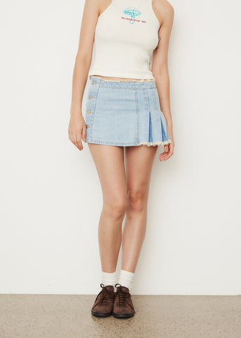 【完売間近】ANDERSSON BELL Apron Wrap Pleated Denim Skirt Andersson Bell - Apron Wrap Pleats Denim Skirt | HBX