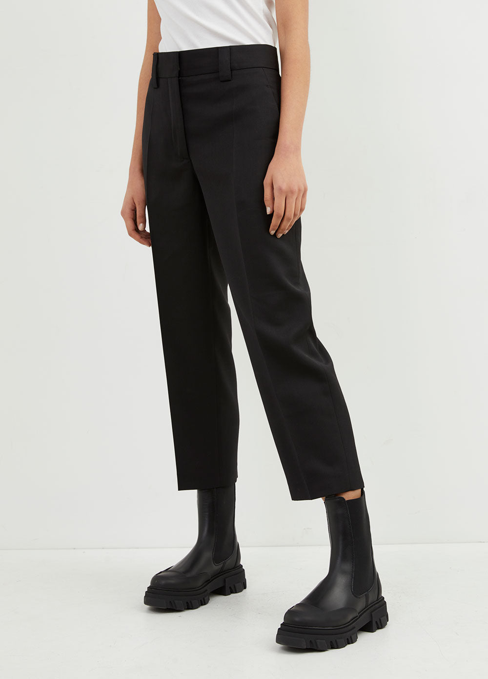 Tapered Wool Blend Trousers