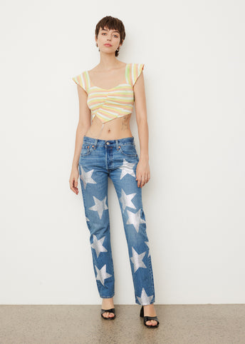 x Levi's Rhinestone Silver Star 501 Jeans