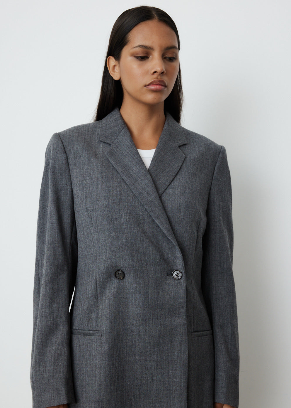 Doublé wool overcoat grey mélange – TOTEME