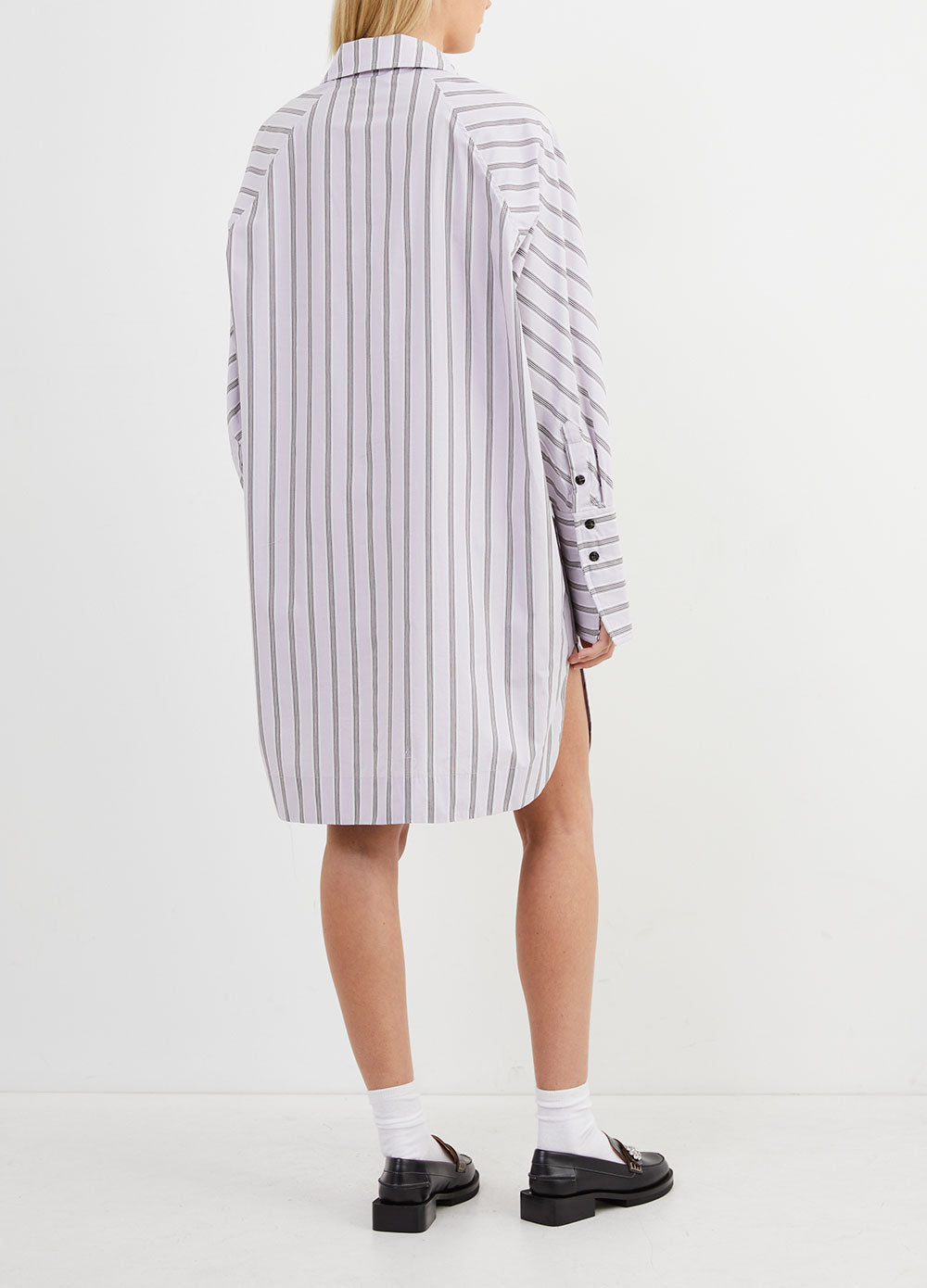 Stripe Cotton Oversized Shirt Dress