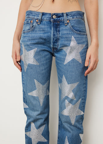 x Levi's Rhinestone Silver Star 501 Jeans