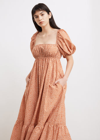 Shirred Peasant Dress