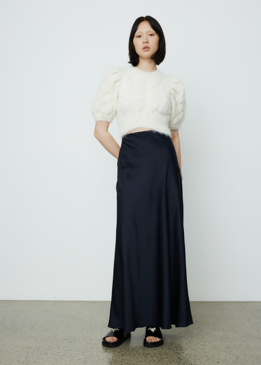 Tinsel Cropped Short Puff Sleeve Jumper