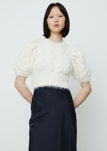 Tinsel Cropped Short Puff Sleeve Jumper