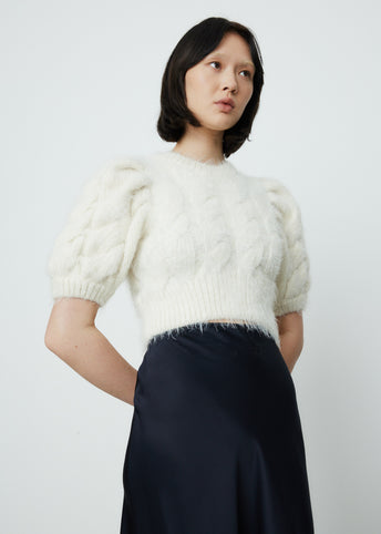 Tinsel Cropped Short Puff Sleeve Jumper