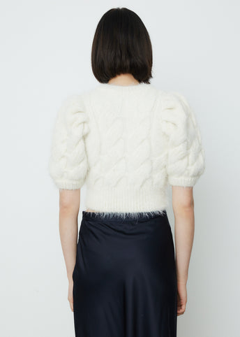 Tinsel Cropped Short Puff Sleeve Jumper