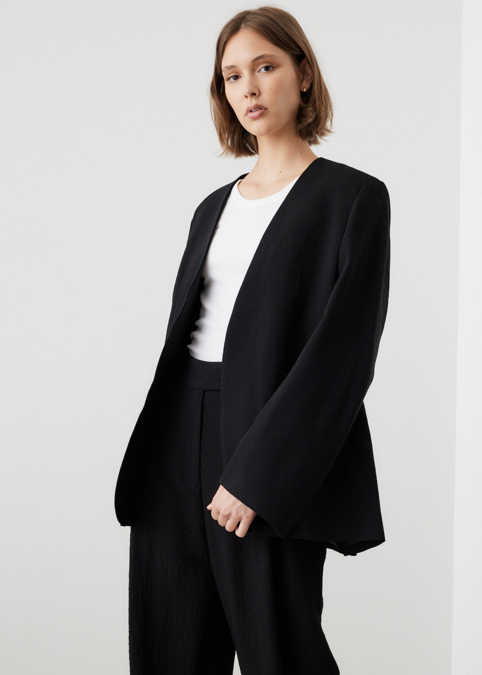 Collarless Double Suit Blazer