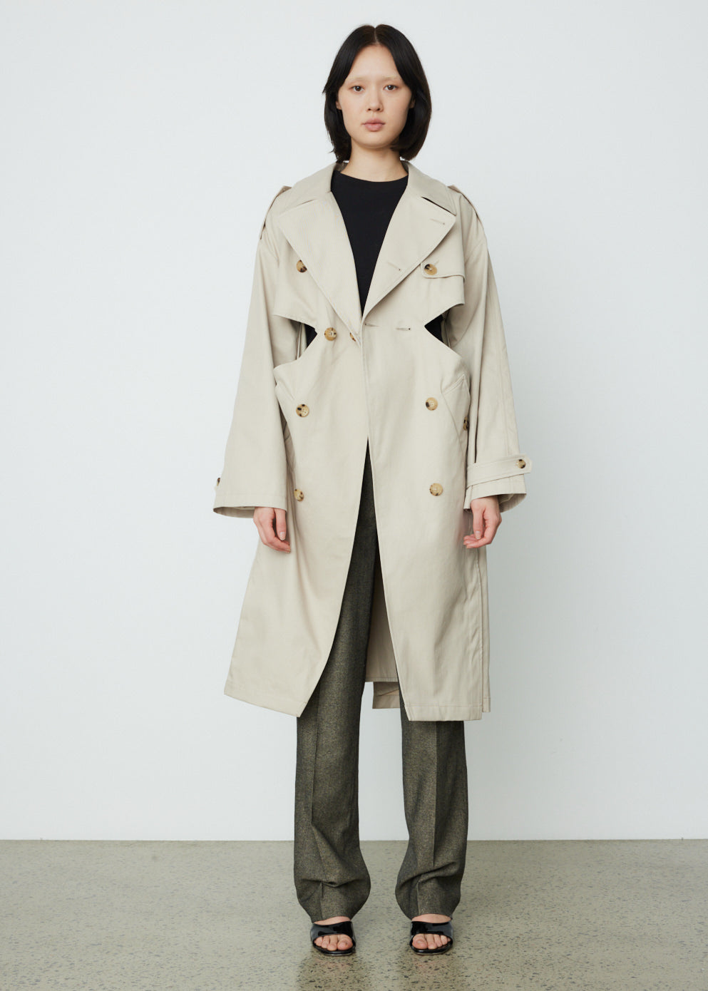 Twisted Cut Out Trench Coat