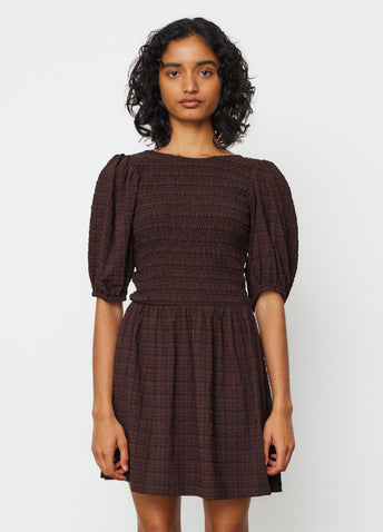 Stretch Seersucker Smock Mini Dress
