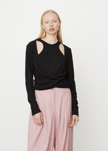 Rib Jersey Wrap Blouse