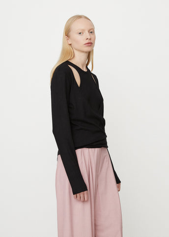 Rib Jersey Wrap Blouse