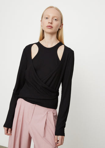 Rib Jersey Wrap Blouse