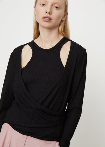 Rib Jersey Wrap Blouse