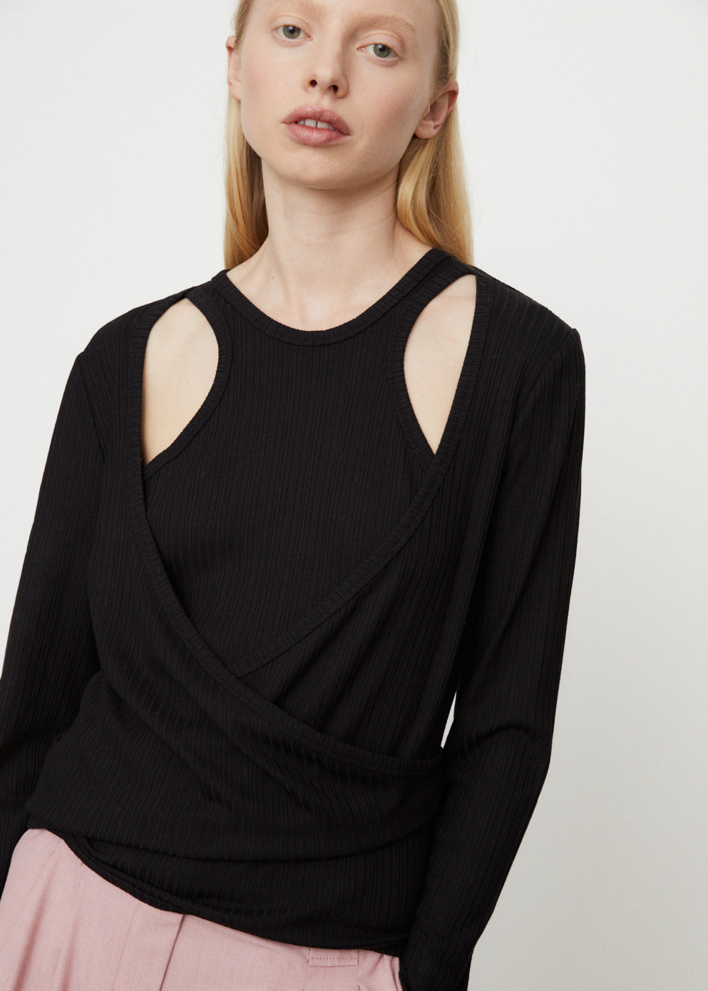 Rib Jersey Wrap Blouse