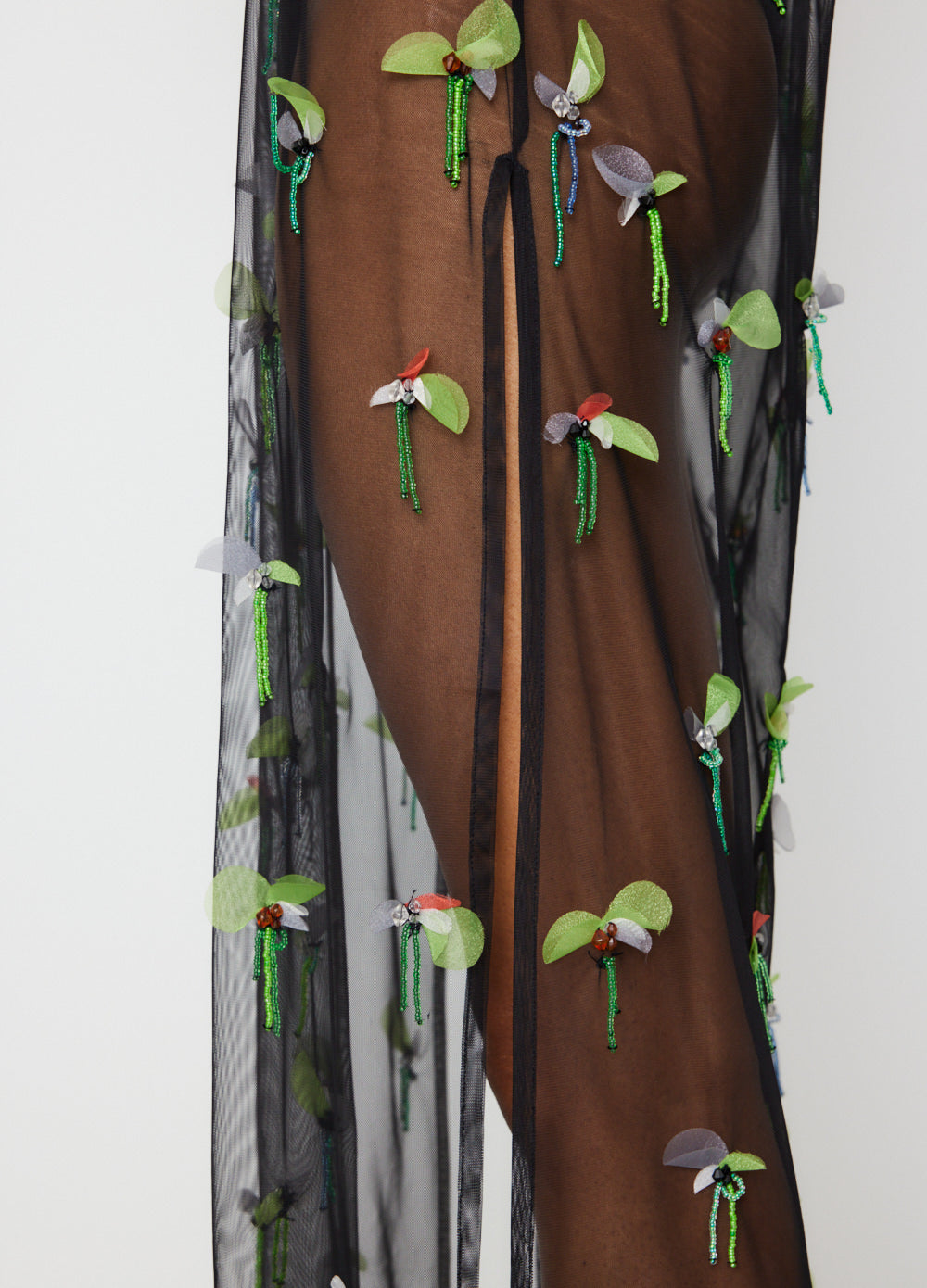 Embellished Mesh Slip Dress