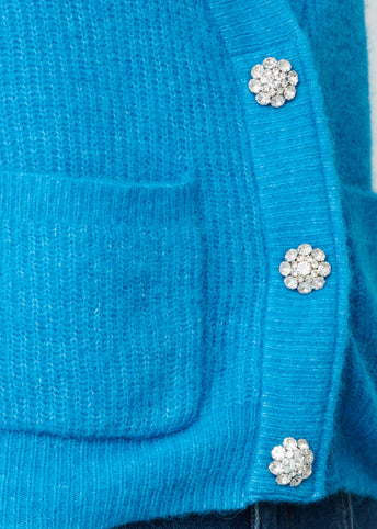 Embellished Button Rib Cardigan