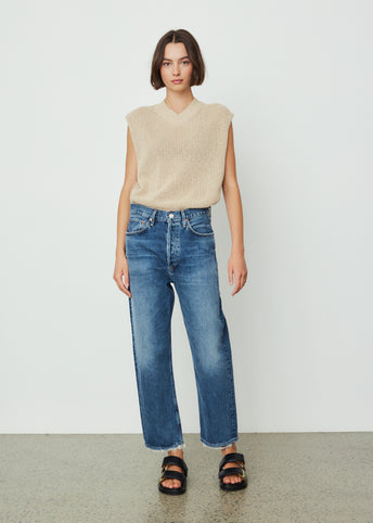 90s Crop Mid Rise Loose Straight Jeans