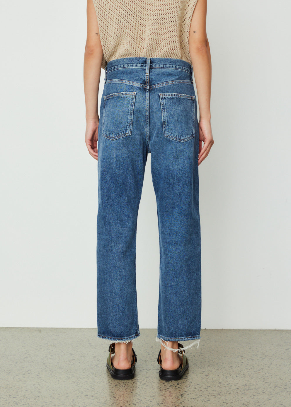 90s Crop Mid Rise Loose Straight Jeans