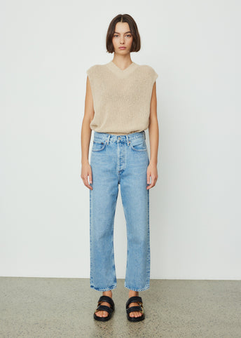 90s Crop Mid Rise Loose Straight Jeans