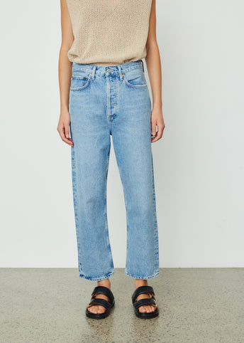 90s Crop Mid Rise Loose Straight Jeans
