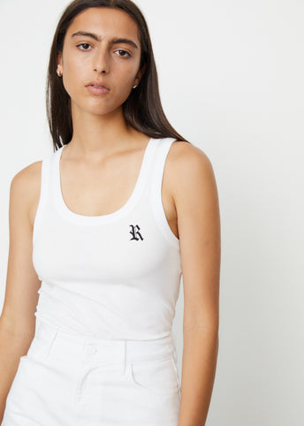 Tank Top with R Print And Small Leather Patch