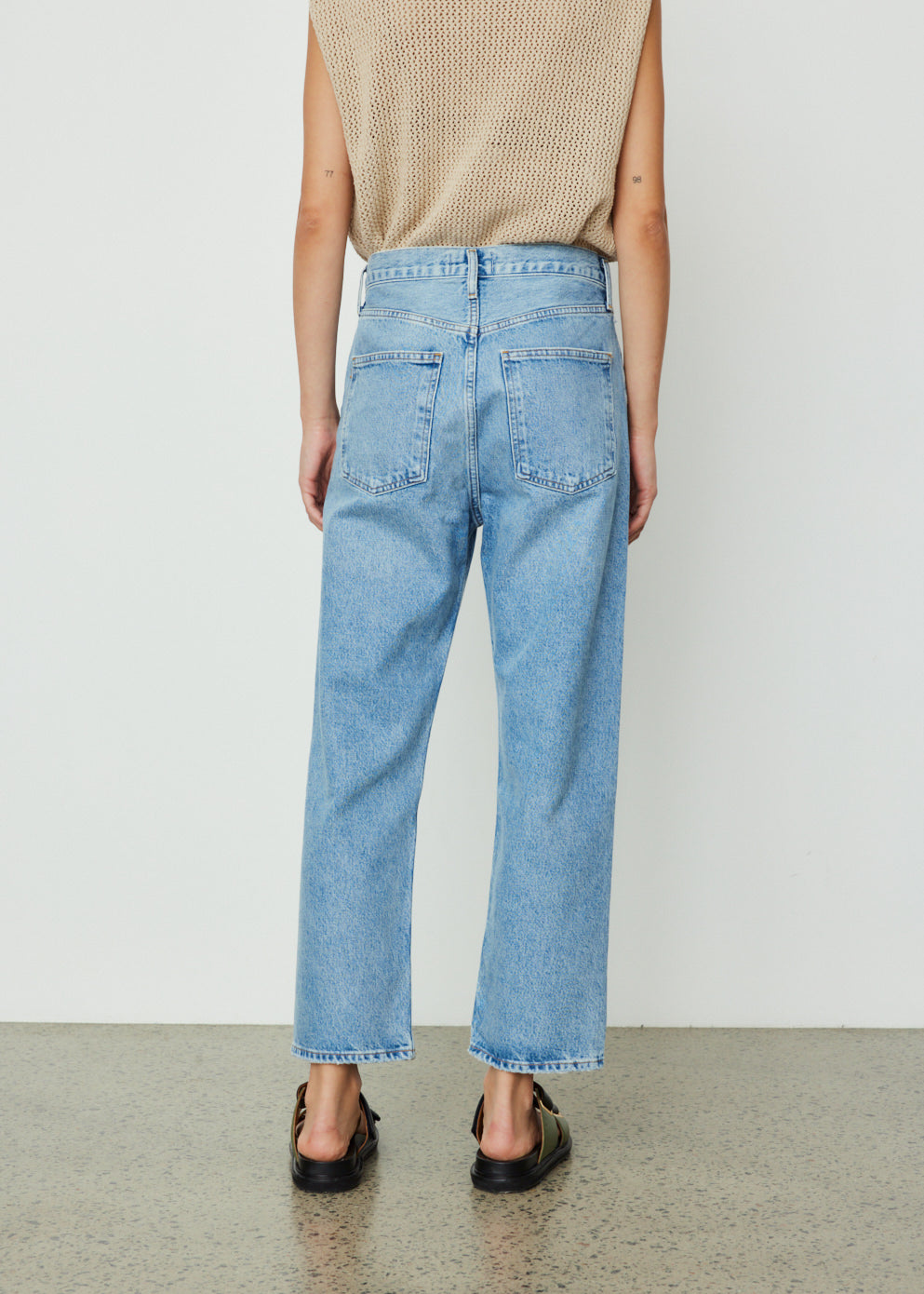 90s Crop Mid Rise Loose Straight Jeans