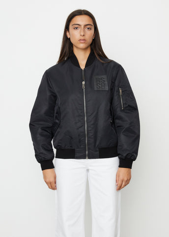 Small Fit Bomber Leather Patch Jacket