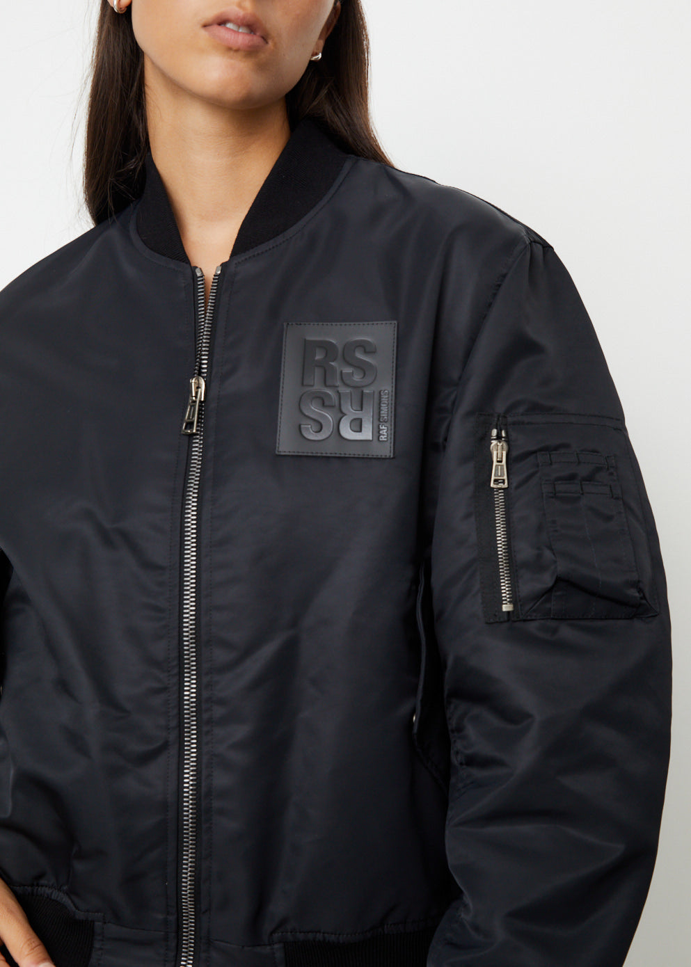 Small Fit Bomber Leather Patch Jacket