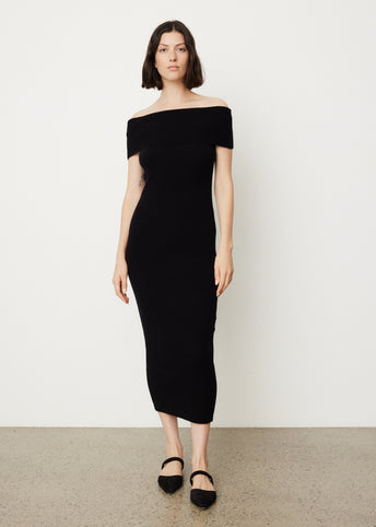 Off-Shoulder Rib Knit Dress