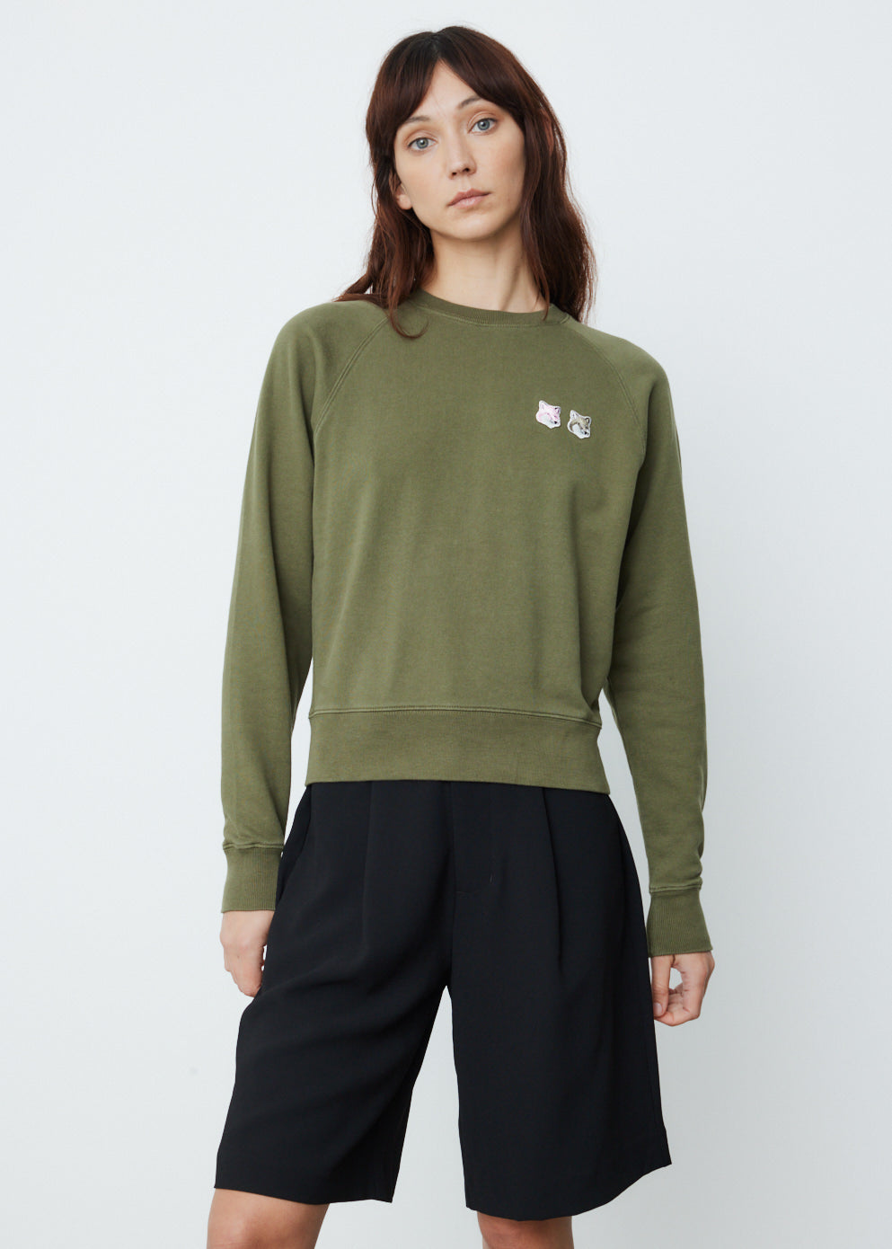 Monochrome Double Fox Head Adjusted Sweatshirt