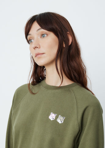 Monochrome Double Fox Head Adjusted Sweatshirt