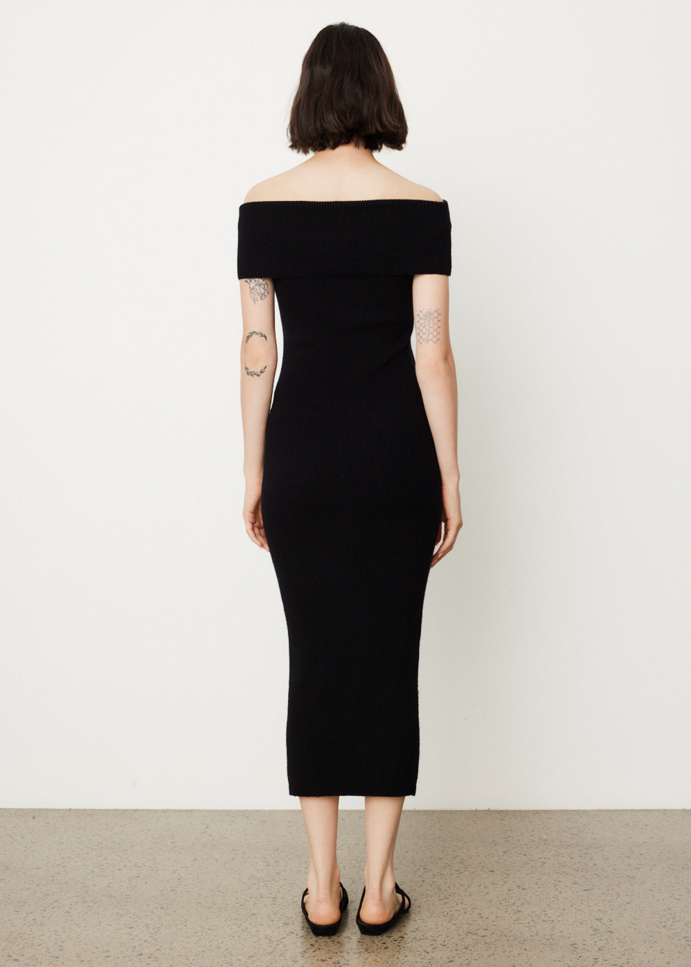 Off-Shoulder Rib Knit Dress
