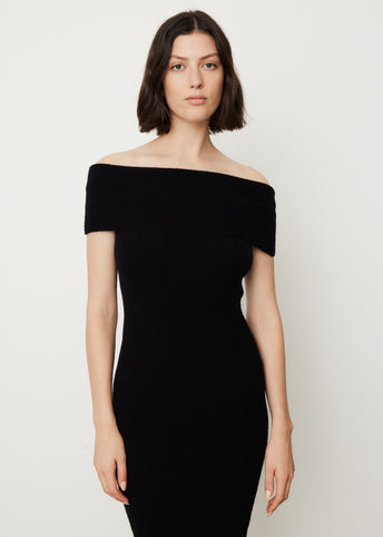 Off-Shoulder Rib Knit Dress