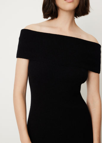 Off-Shoulder Rib Knit Dress