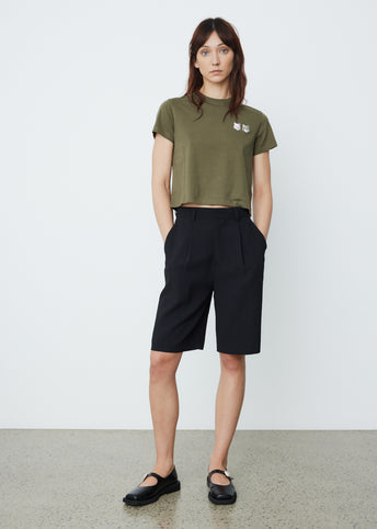 Double Fox Head Patch Cropped T-Shirt