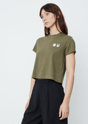 Double Fox Head Patch Cropped T-Shirt