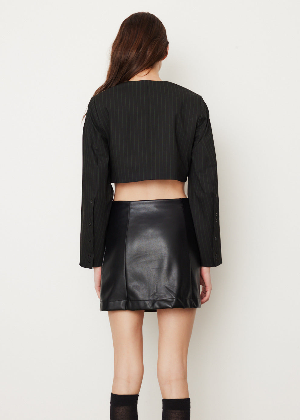 Stretch Stripe Cropped Blazer