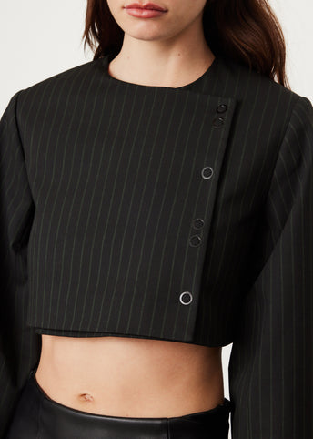 Stretch Stripe Cropped Blazer